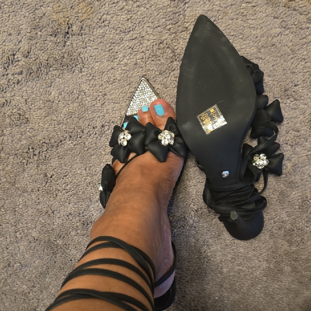 Elegant Black Bow Women's Heels